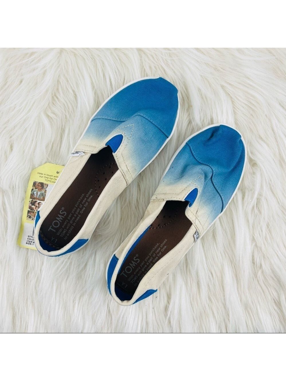 Youth Toms Classic Cobolt Dip Dye Slip On Shoes Size 1 US! - Picture 6 of 10